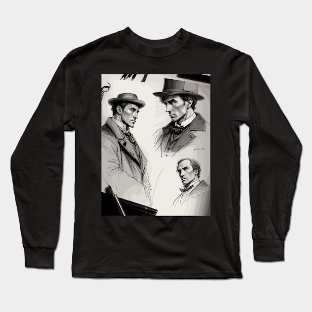 Pencil drawing. Male portrait Long Sleeve T-Shirt by CatCoconut-Art